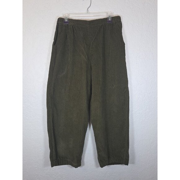 FLAX by JEANNE ENGLEHART Women's Button Corduroy Set Green Speckled Large - Picture 3 of 8